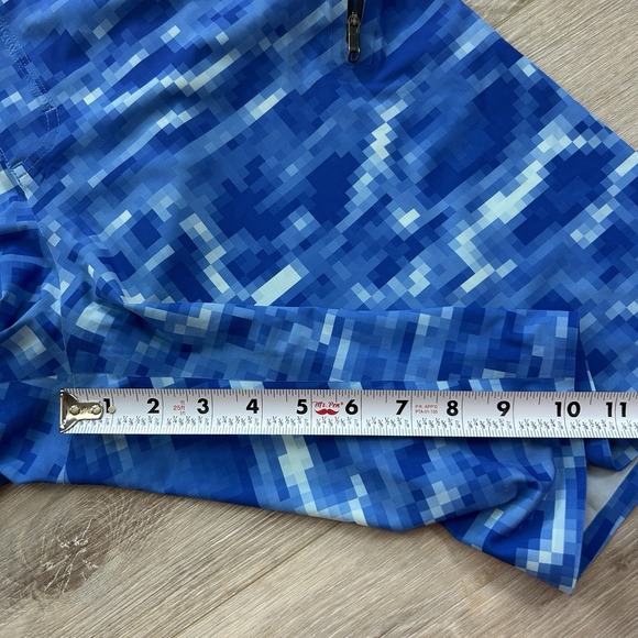 Lululemon El Current Board Shorts Mens 34 Blue Pixel Print Swim Trunks Zip - Picture 8 of 9